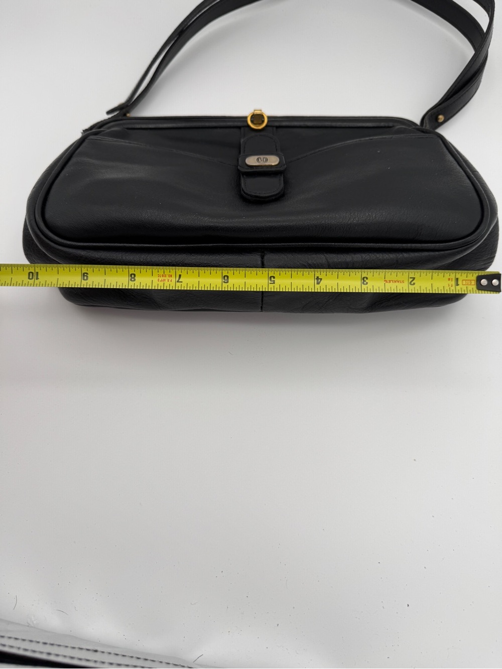 Gold-Pfeil Vintage Black Leather Doctor Style Frame Shoulder Bag Made in Germany - Picture 8 of 11